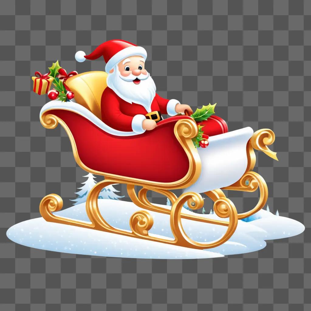 Santa rides a sleigh on a Christmas background clipart