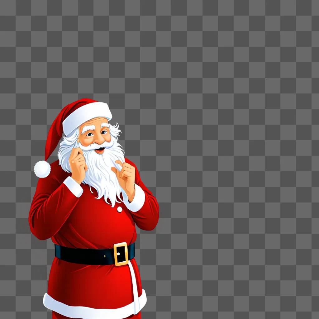 Santa with funny face on Christmas background