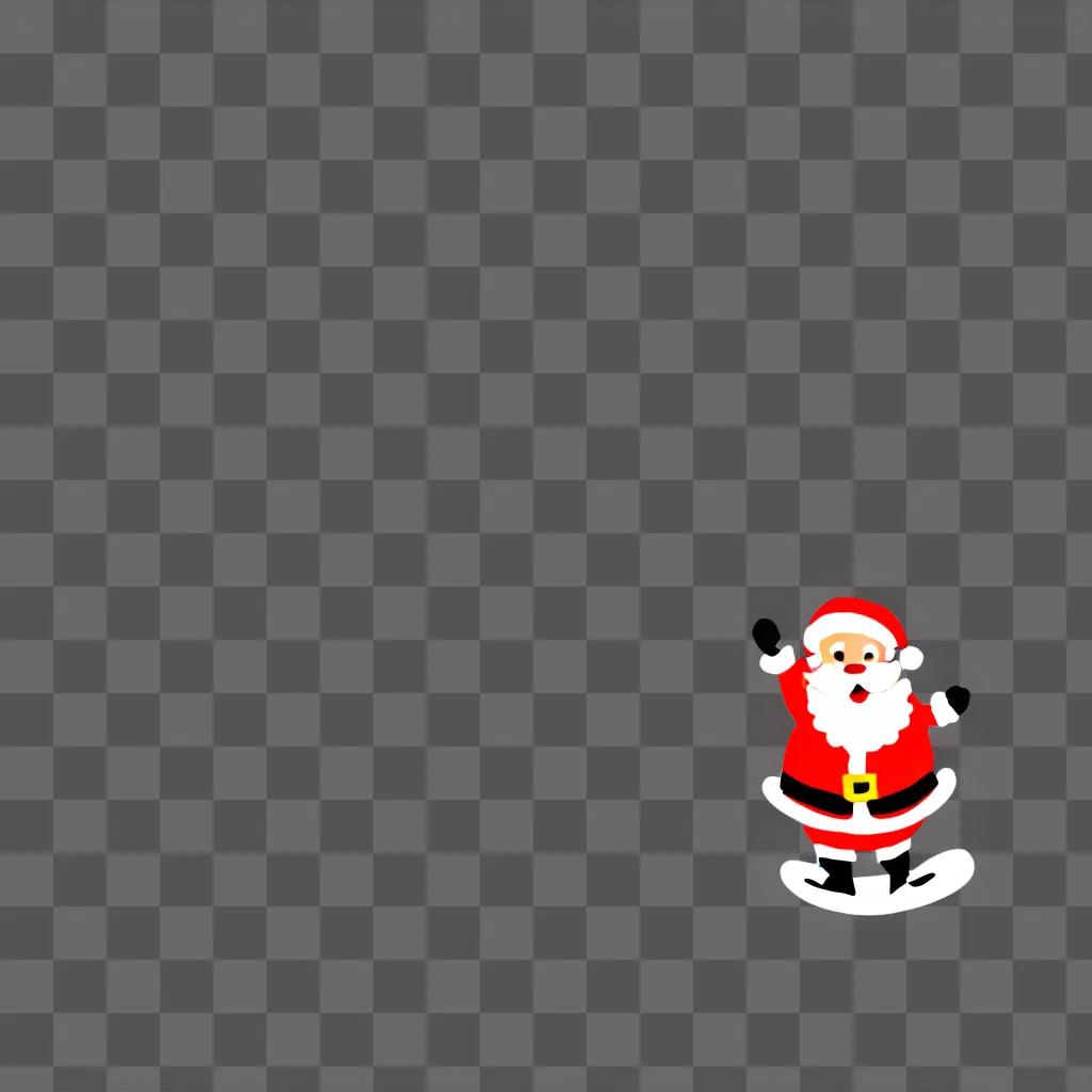 Santas funny snowboard on a funny Christmas background