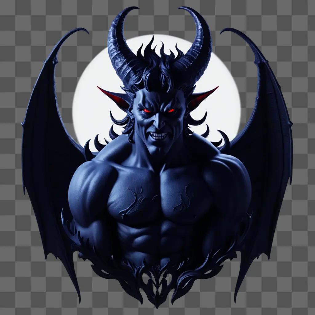 Satan with red eyes and horns