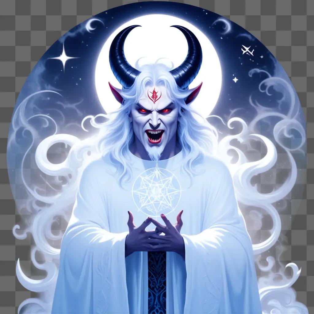 Satanic figure with horns and a star in his hand