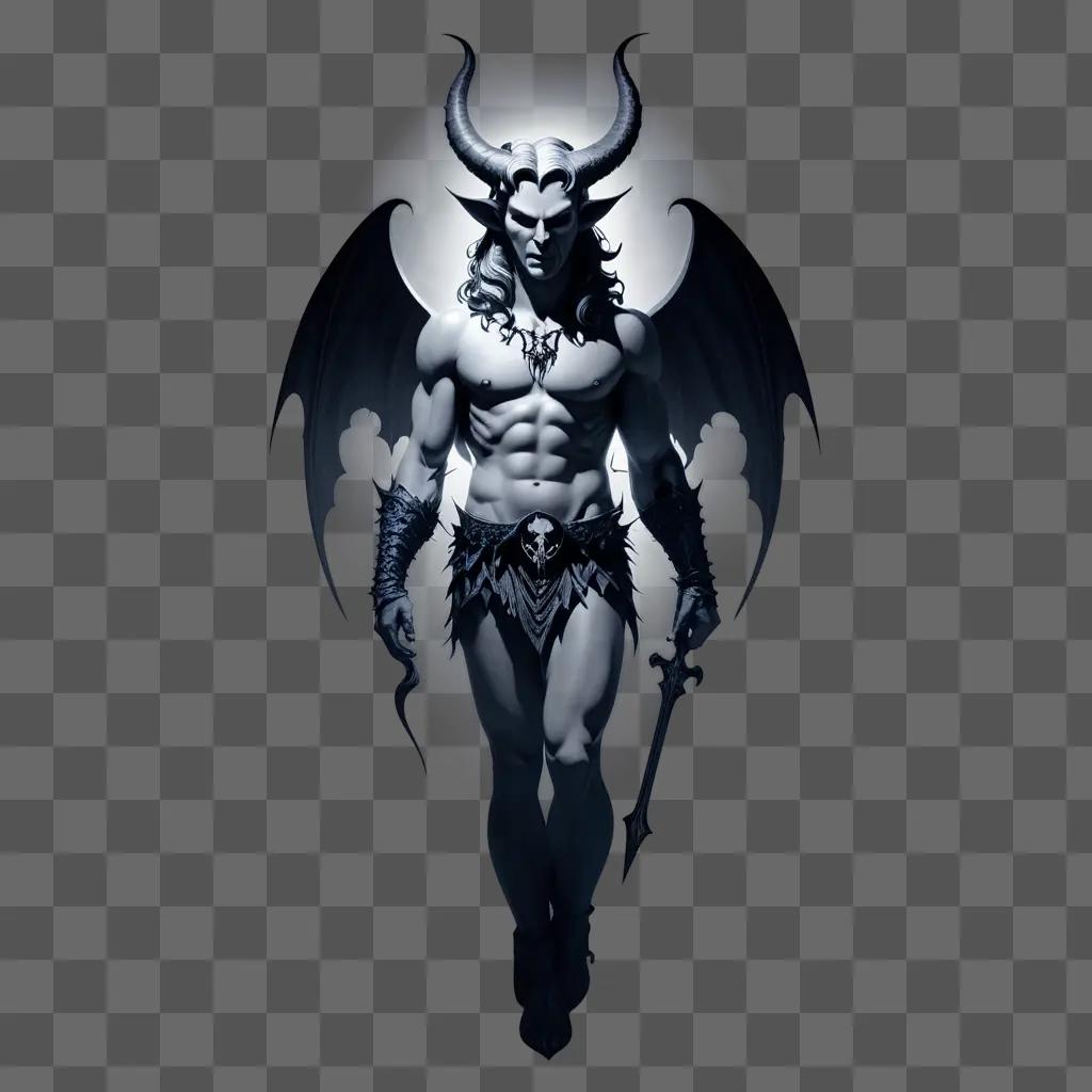 Satanic figure with horns and wings