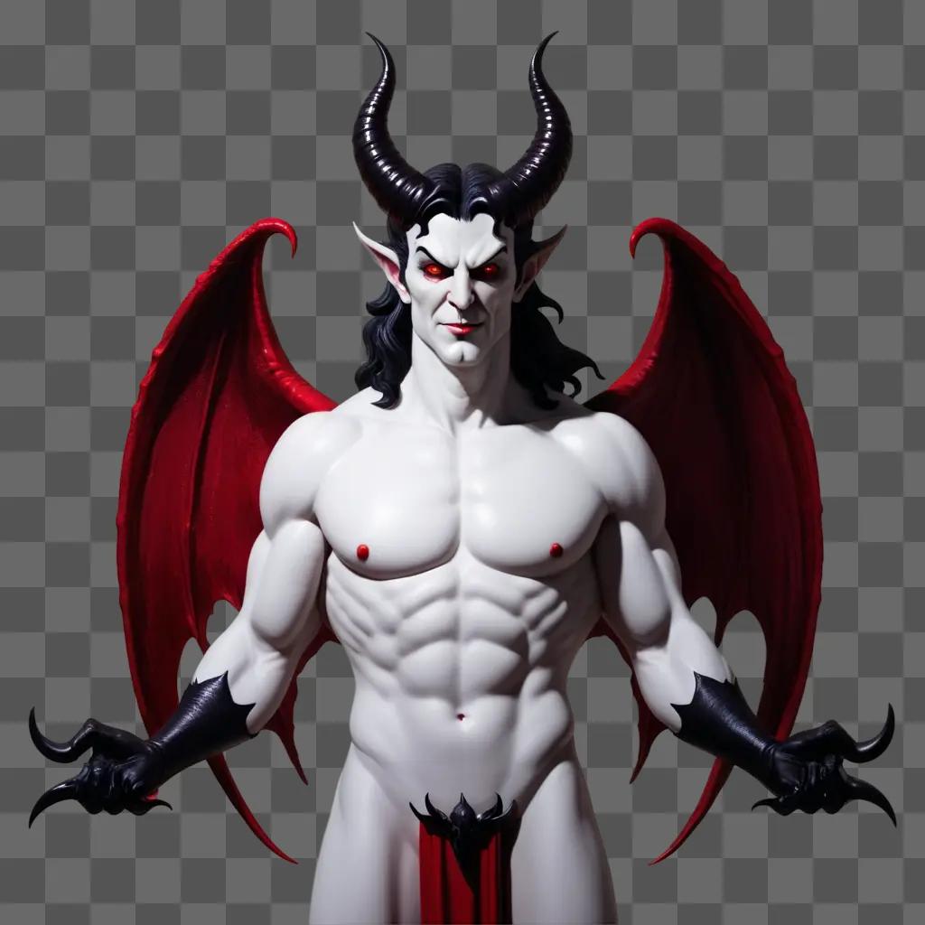 Satanic statue with red wings and horns