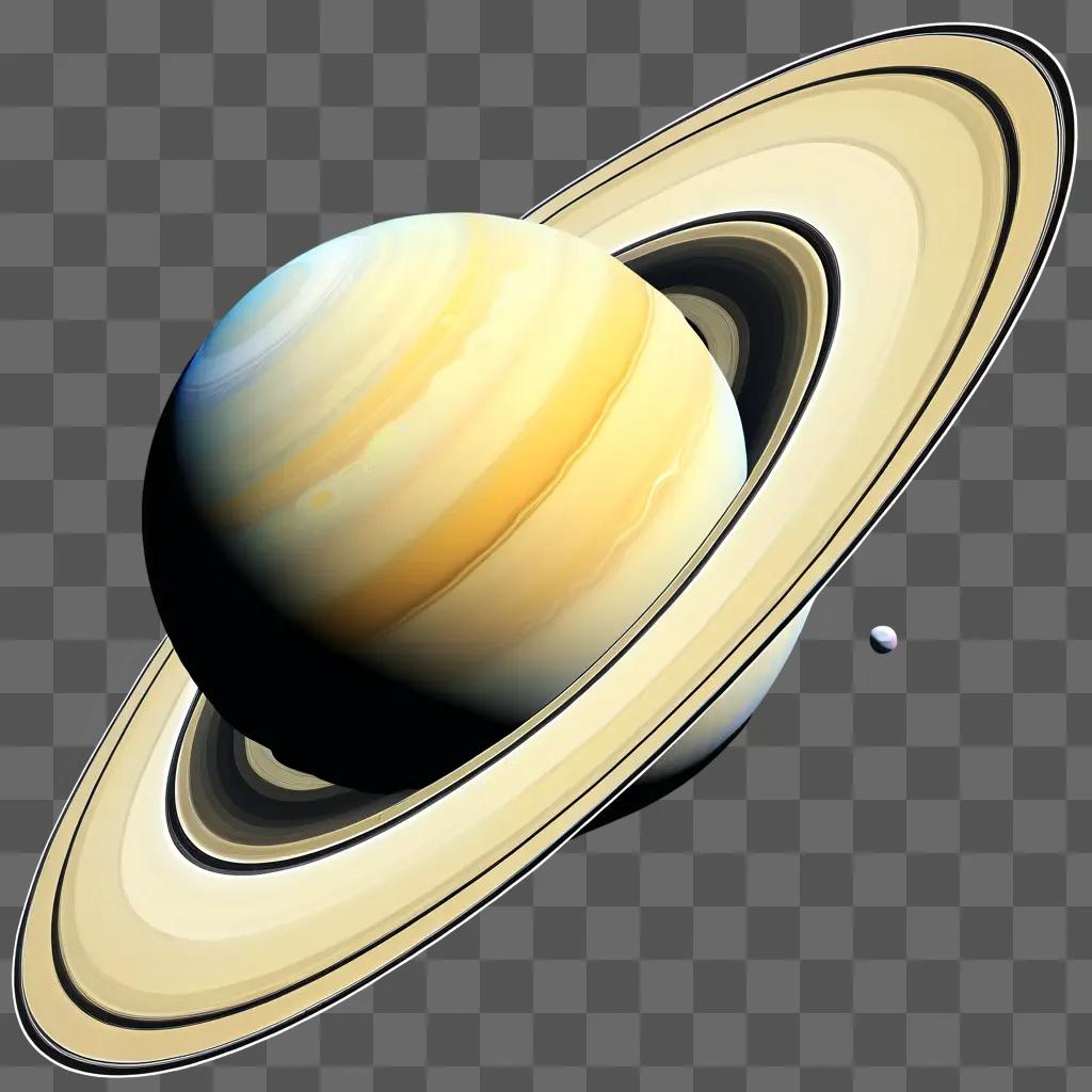 Saturn clipart image with a planet and moon