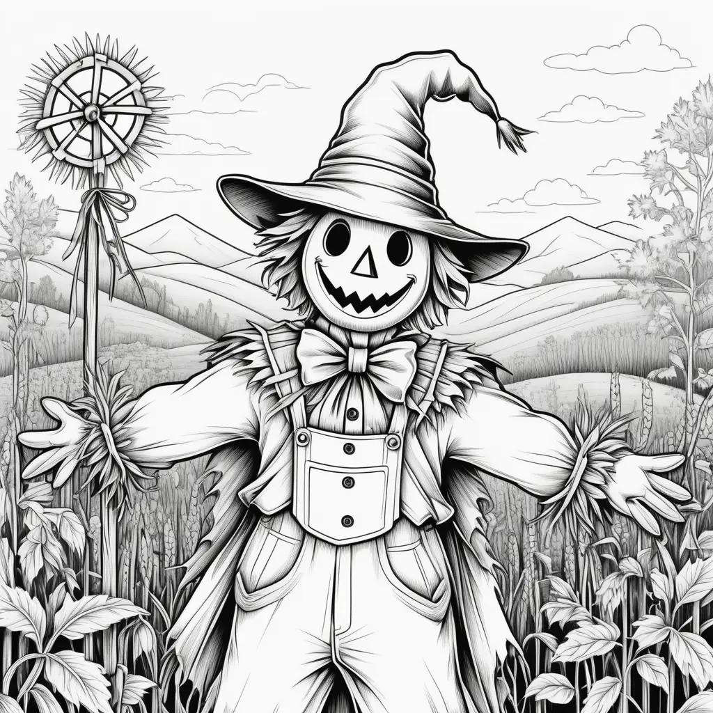 Scarecrow with a smile stands in the field