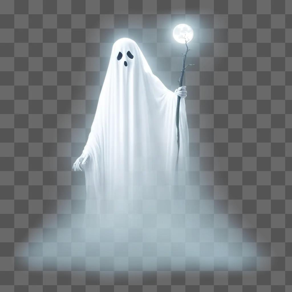 Scary ghost holding stick