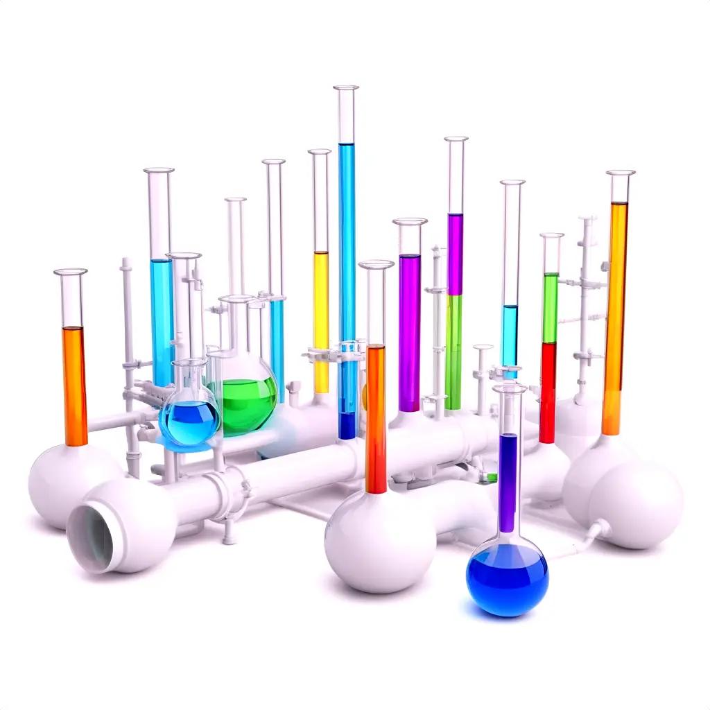 さまざまな色のチューブを備えた科学機器