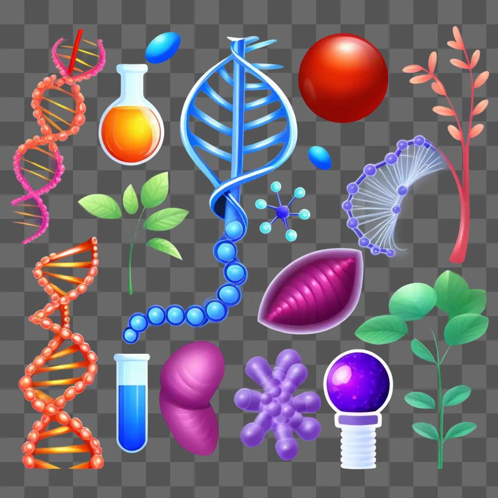 DNAと植物の部分の科学イラストレーション