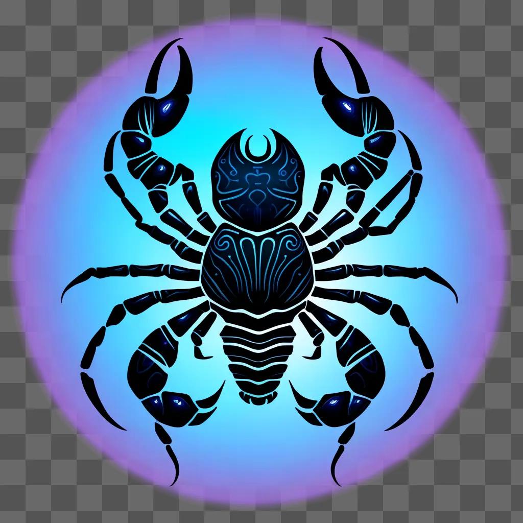 Scorpio sign symbolized by a black and blue crab