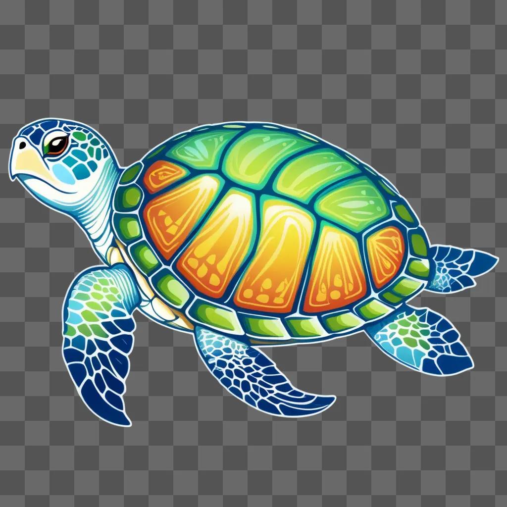 Sea turtle clipart with blue and green colors