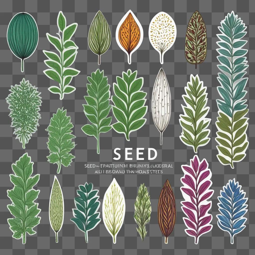 Seeds and plant life in various colors