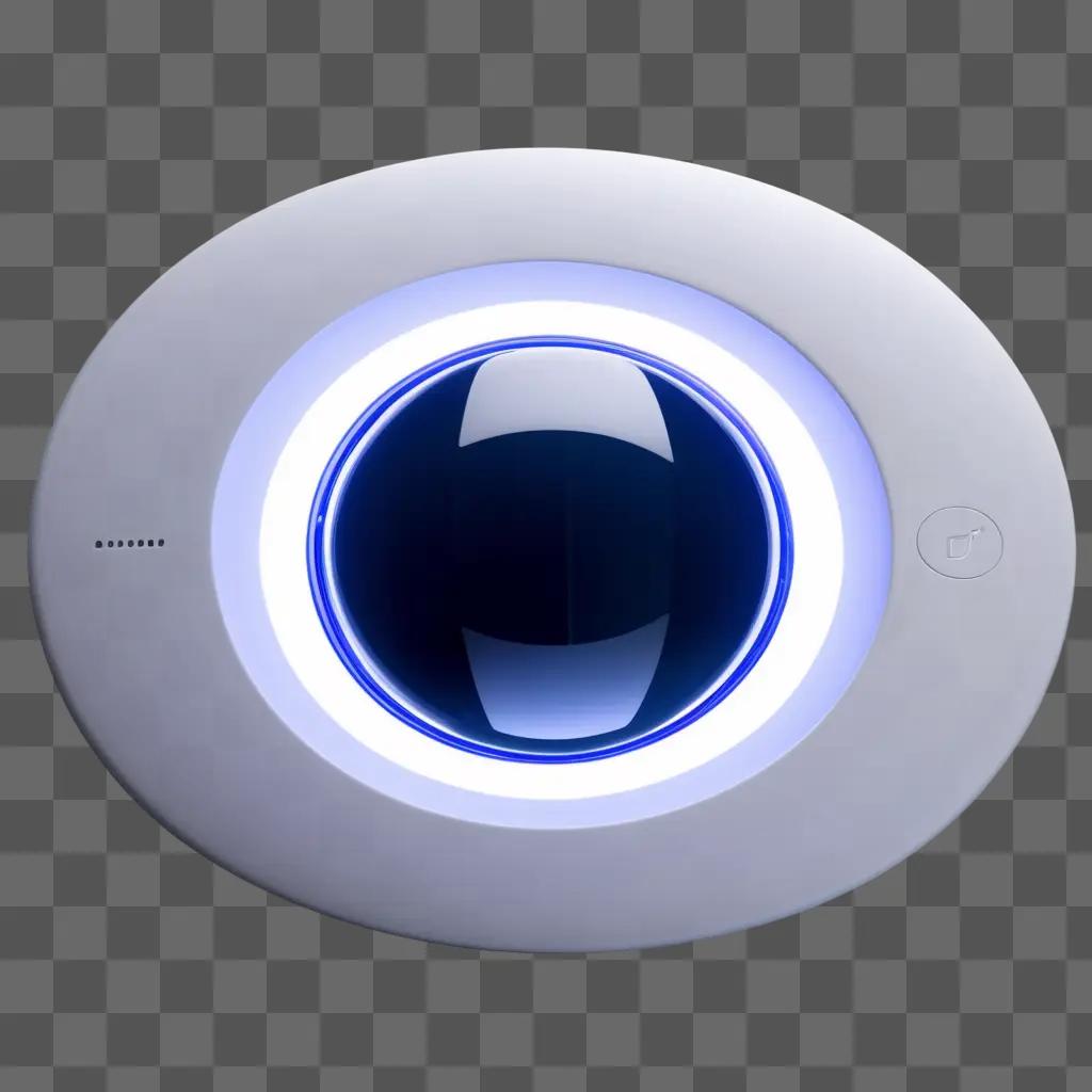 Sensor on a white round object with blue light