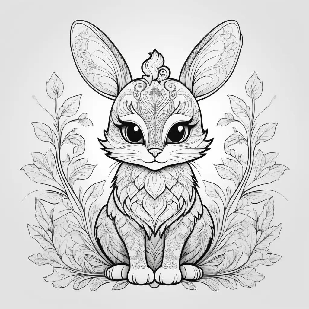 Shadow Coloring Pages: A Rabbit with Fancy Designs