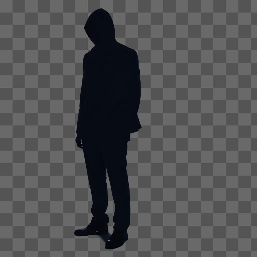 Shadow figure in black clothing against a dark background