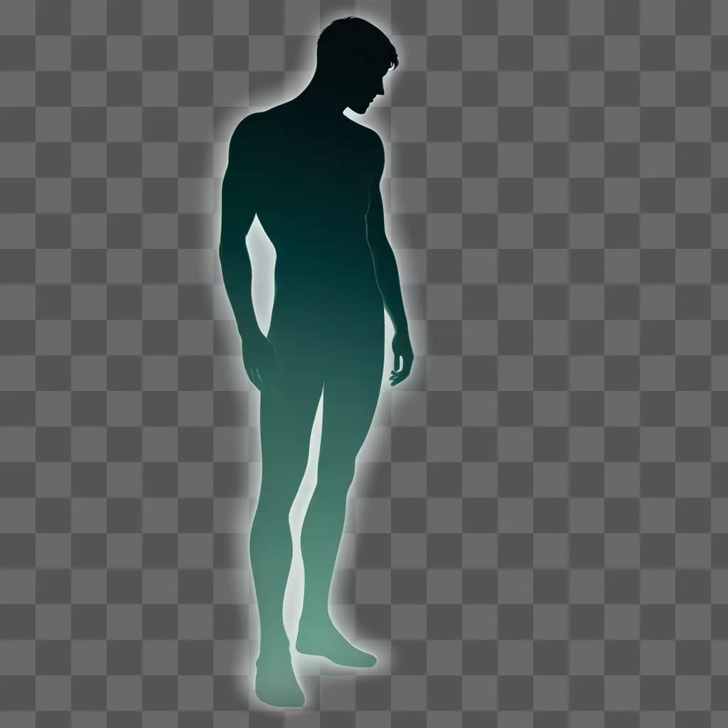 Shadow figure standing in dark green room