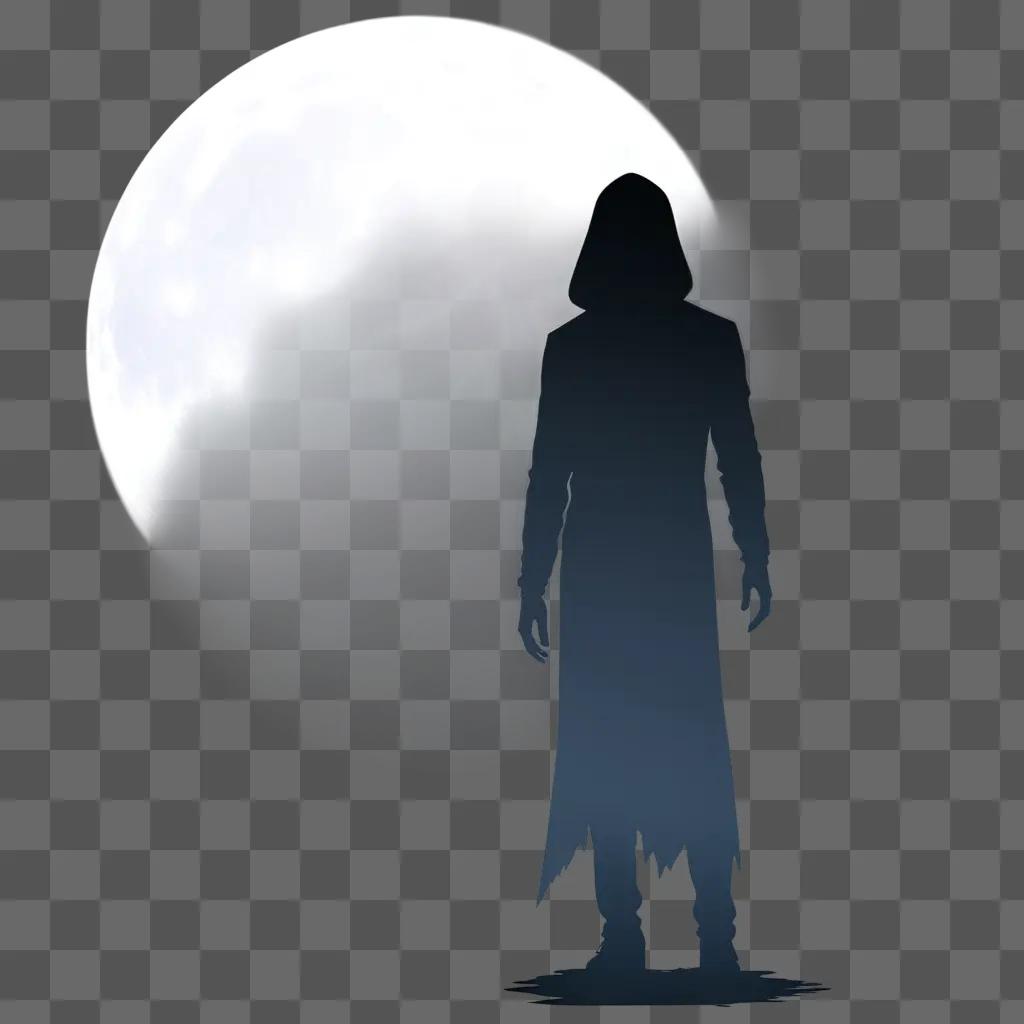 Shadow figure stands in front of the moon