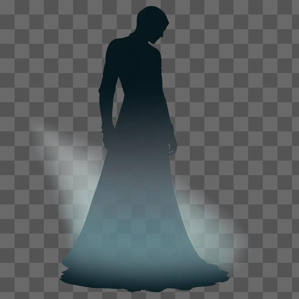 Shadow figure with long dress and dark hair