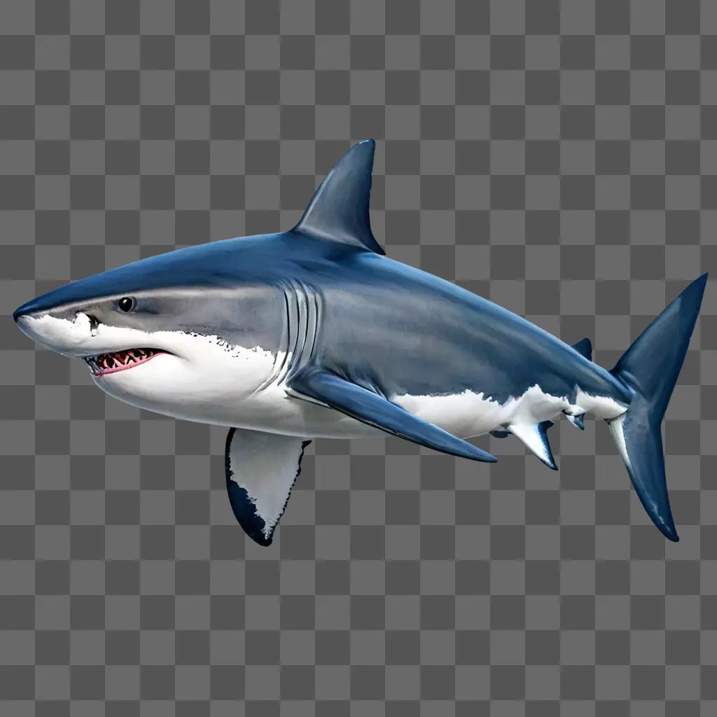 Shark drawing realistic with blue background