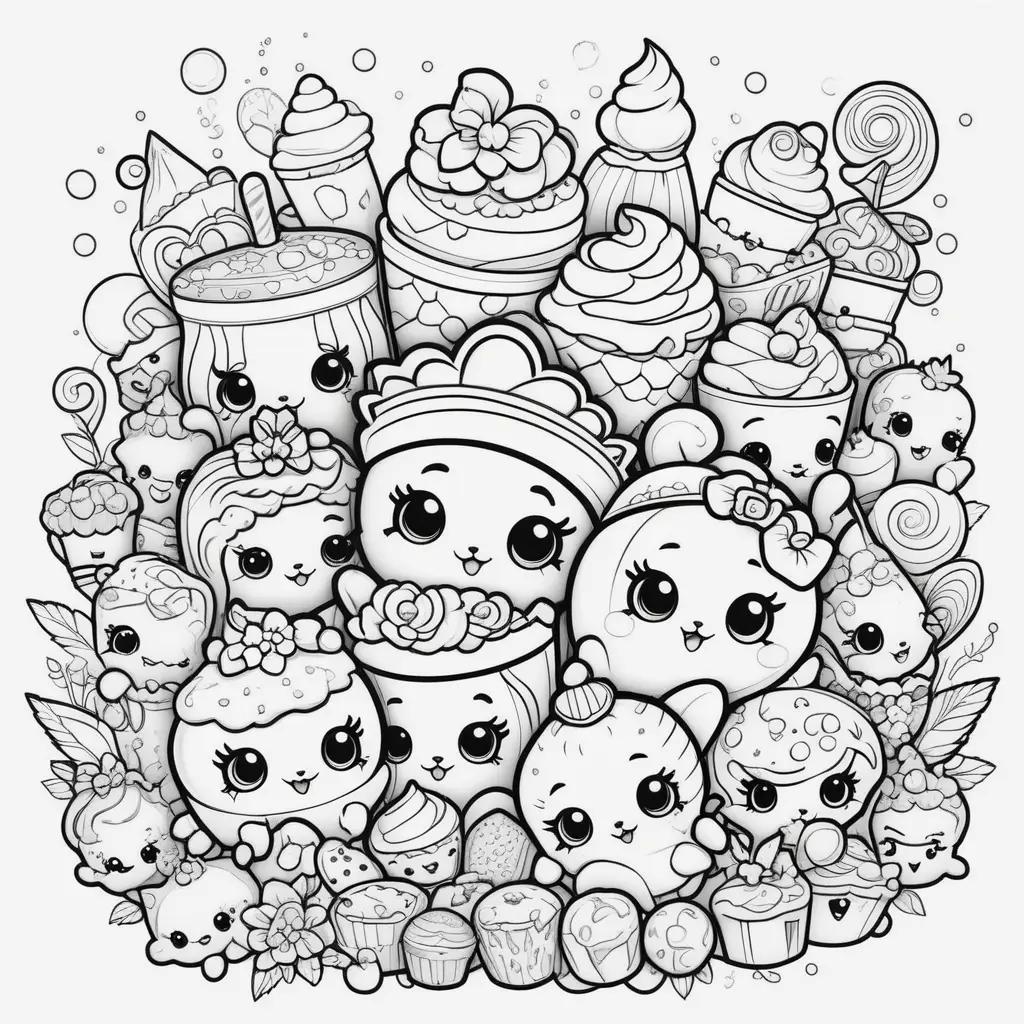 Shopkins Coloring Pages Featuring Colorful Cartoon Animals