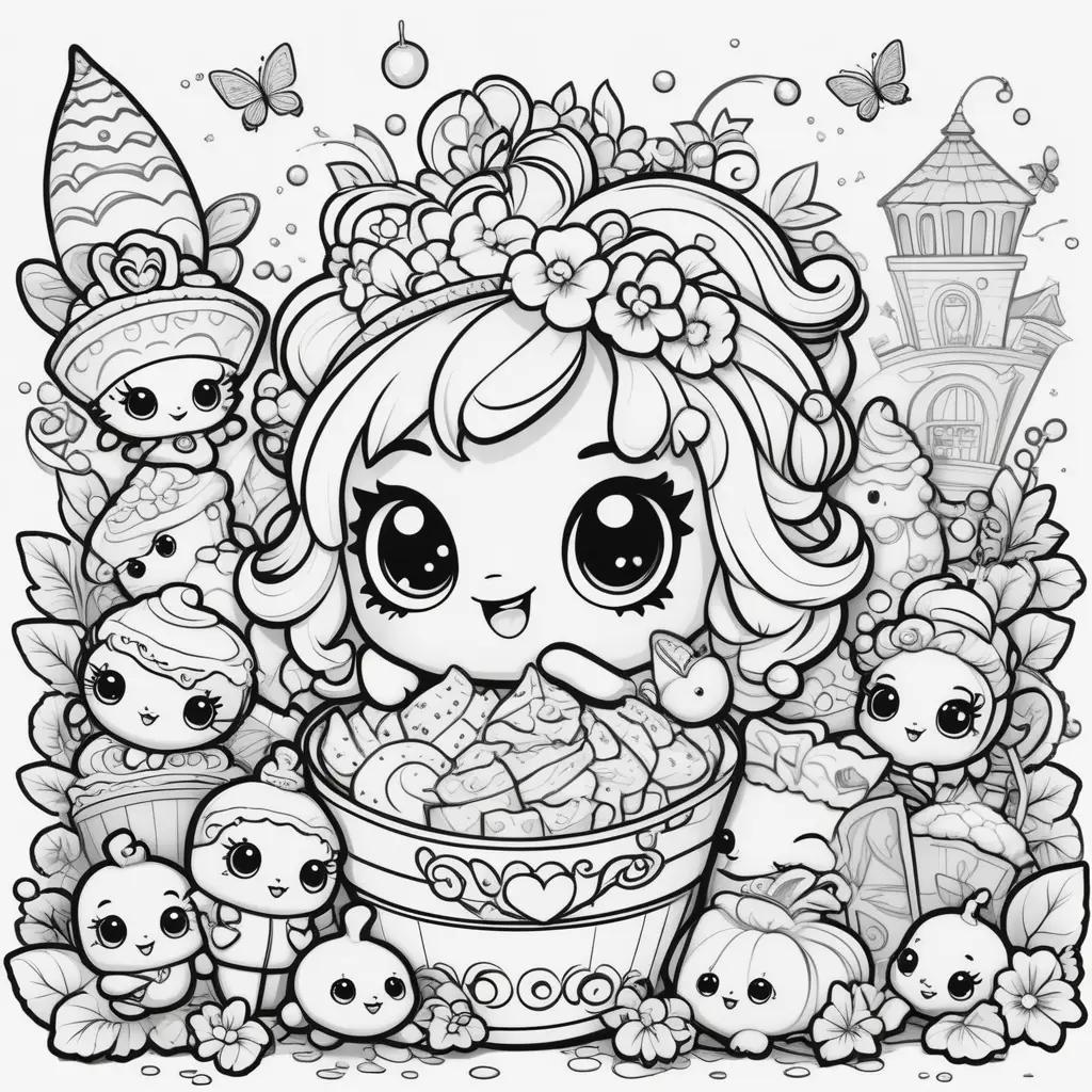 Shopkins Coloring Pages With Flower Decorations