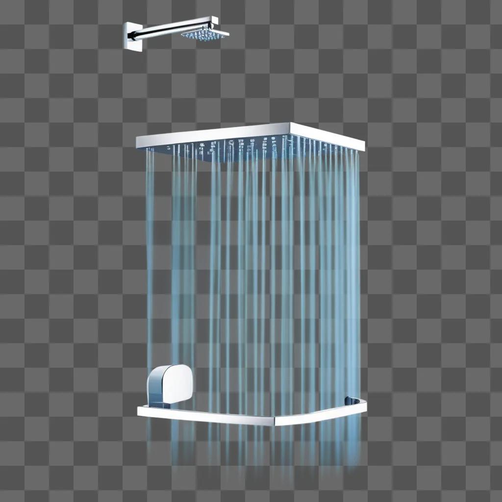 Shower clipart with blue light falling from it