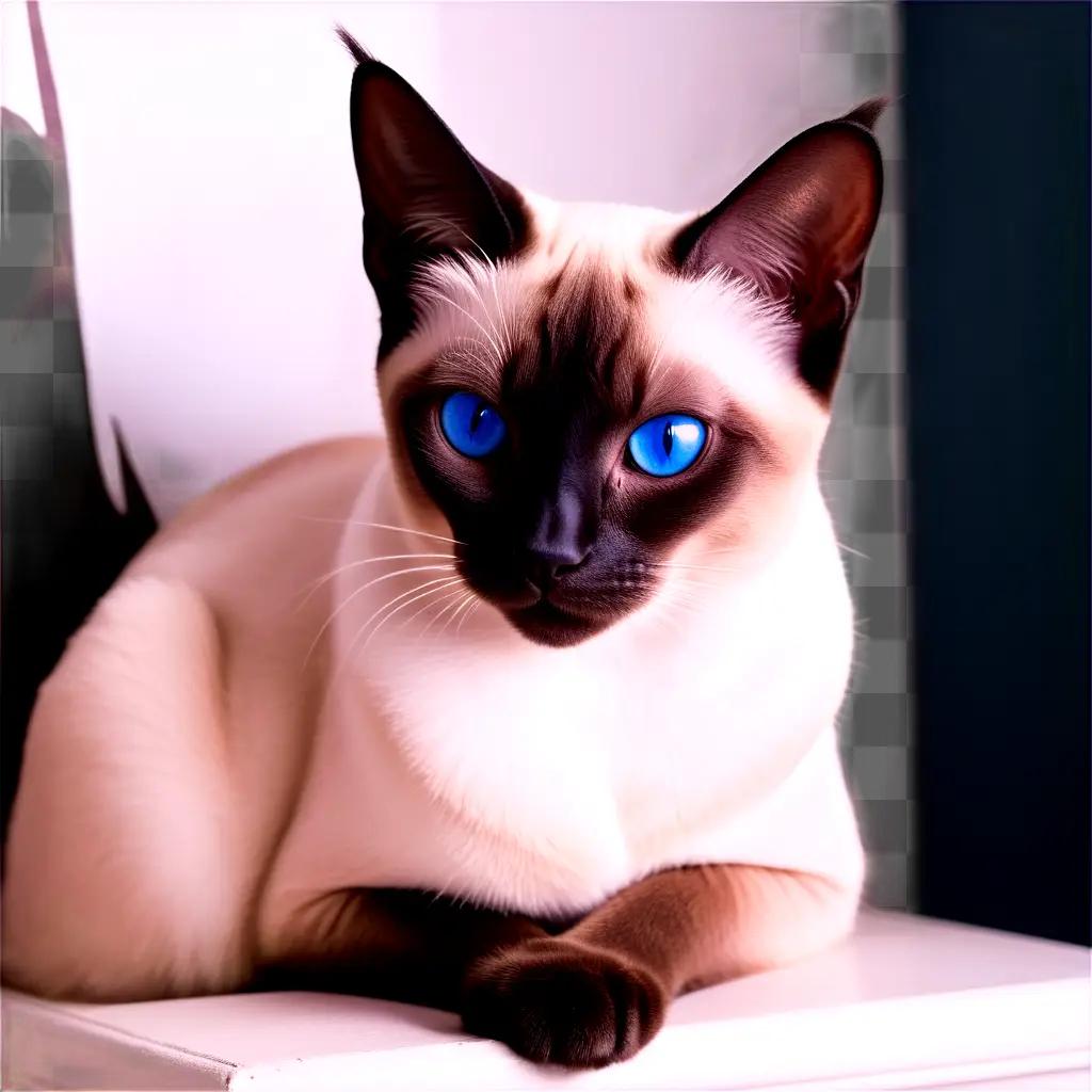 Siamese cat with blue eyes and a white face