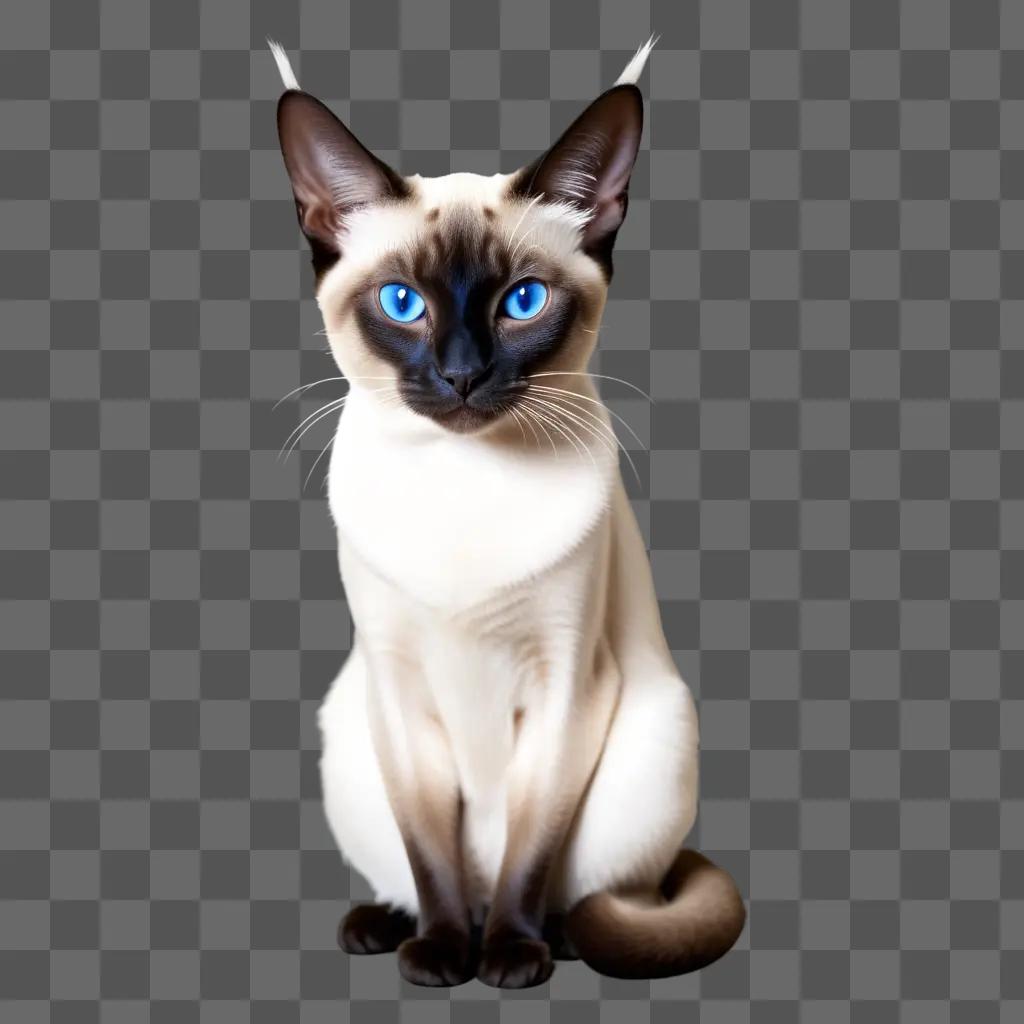 Siamese cat with blue eyes and black whiskers