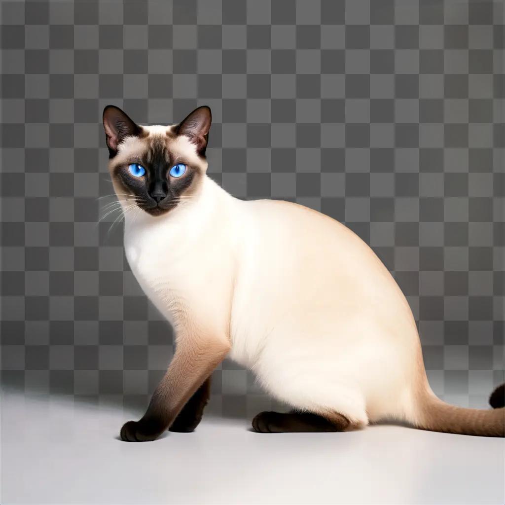 Siamese cat with blue eyes and white fur