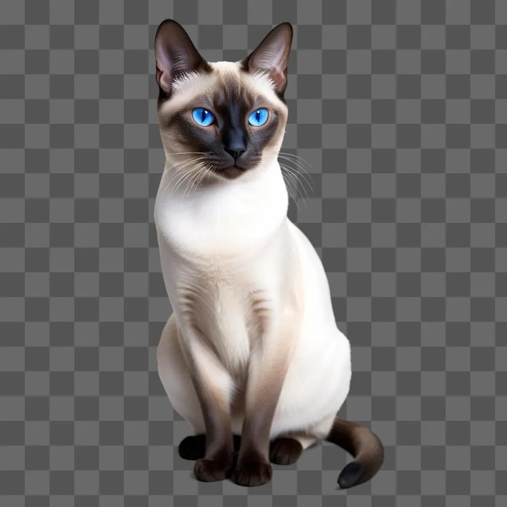 Siamese cat with blue eyes and white fur