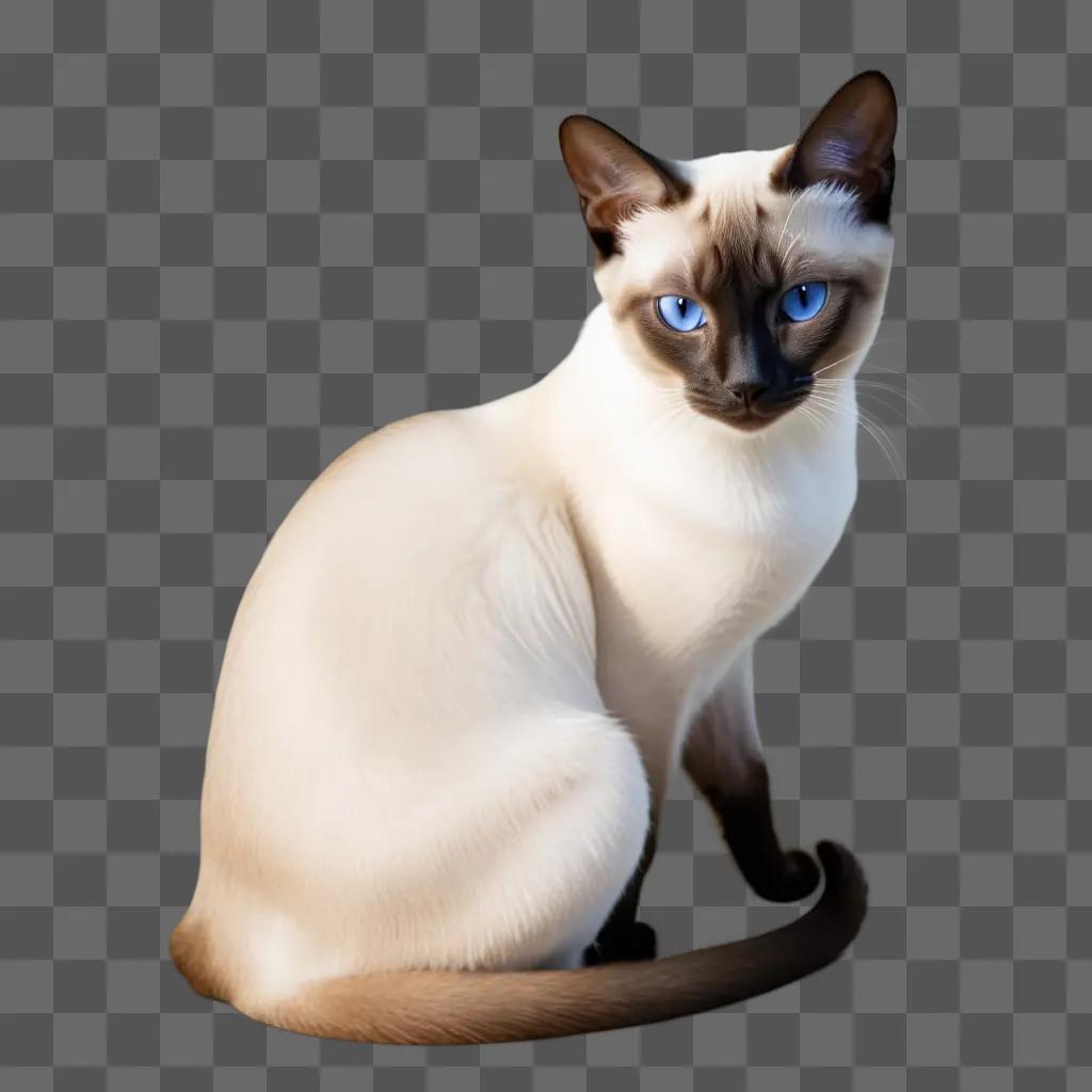 Siamese cat with blue eyes looks at the camera