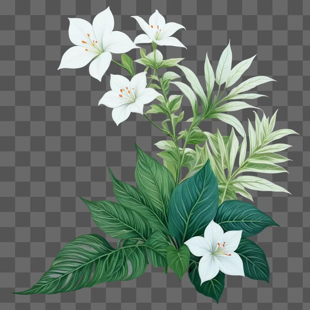 花と葉で描く脇の植物