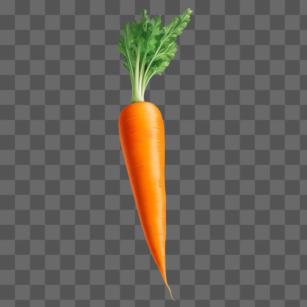 Side view of a carrot with green leaves