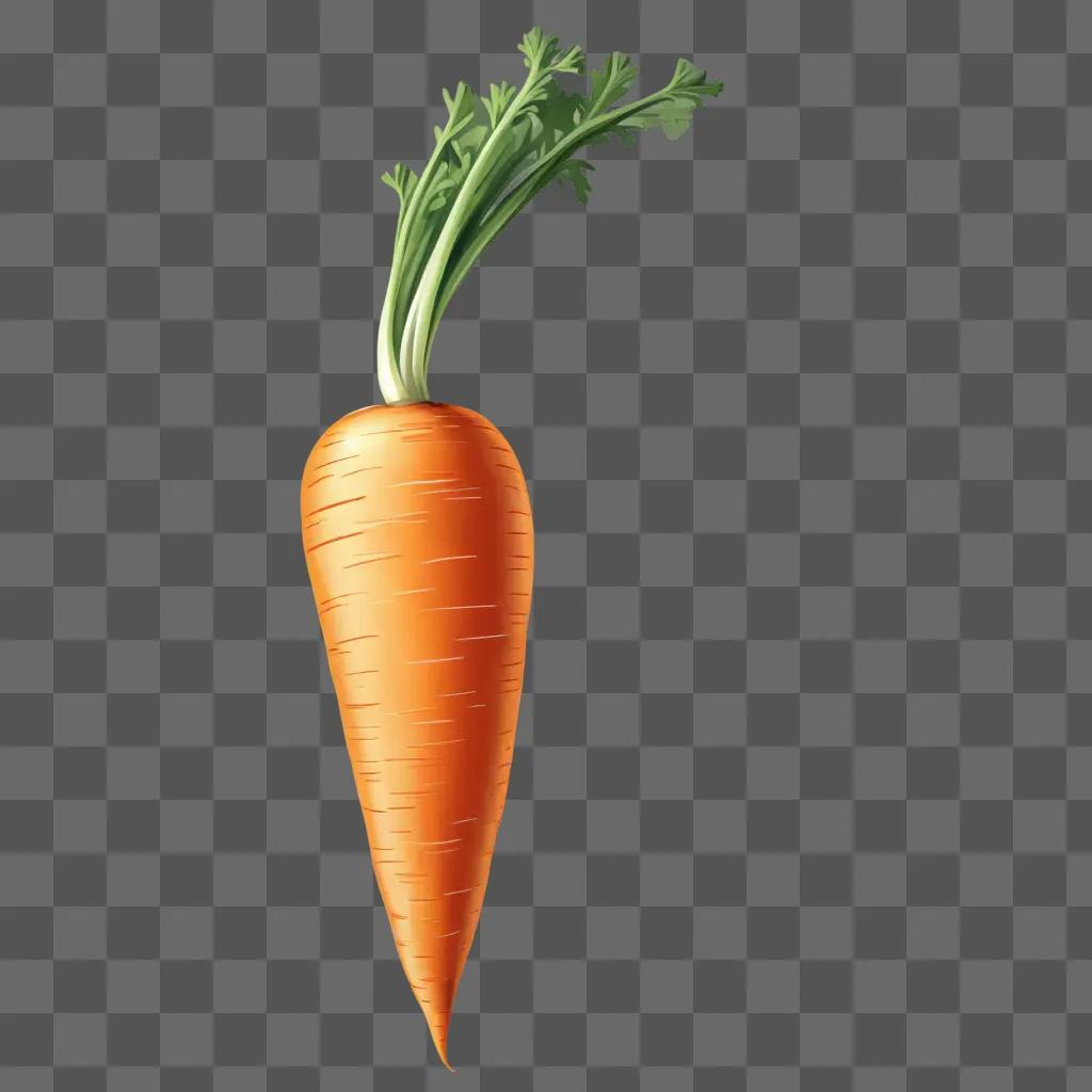 Side view of a carrot with green stem