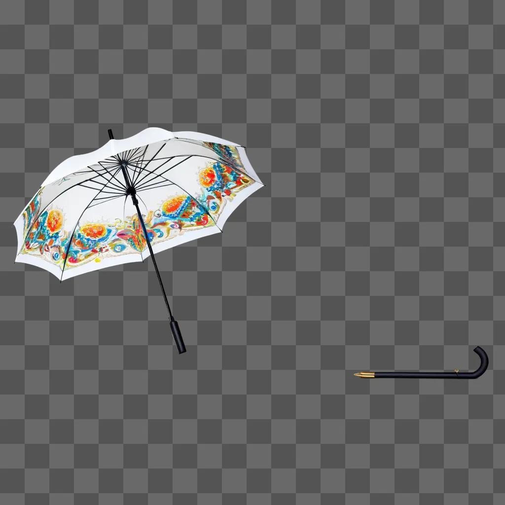 Side view of a colorful umbrella drawing