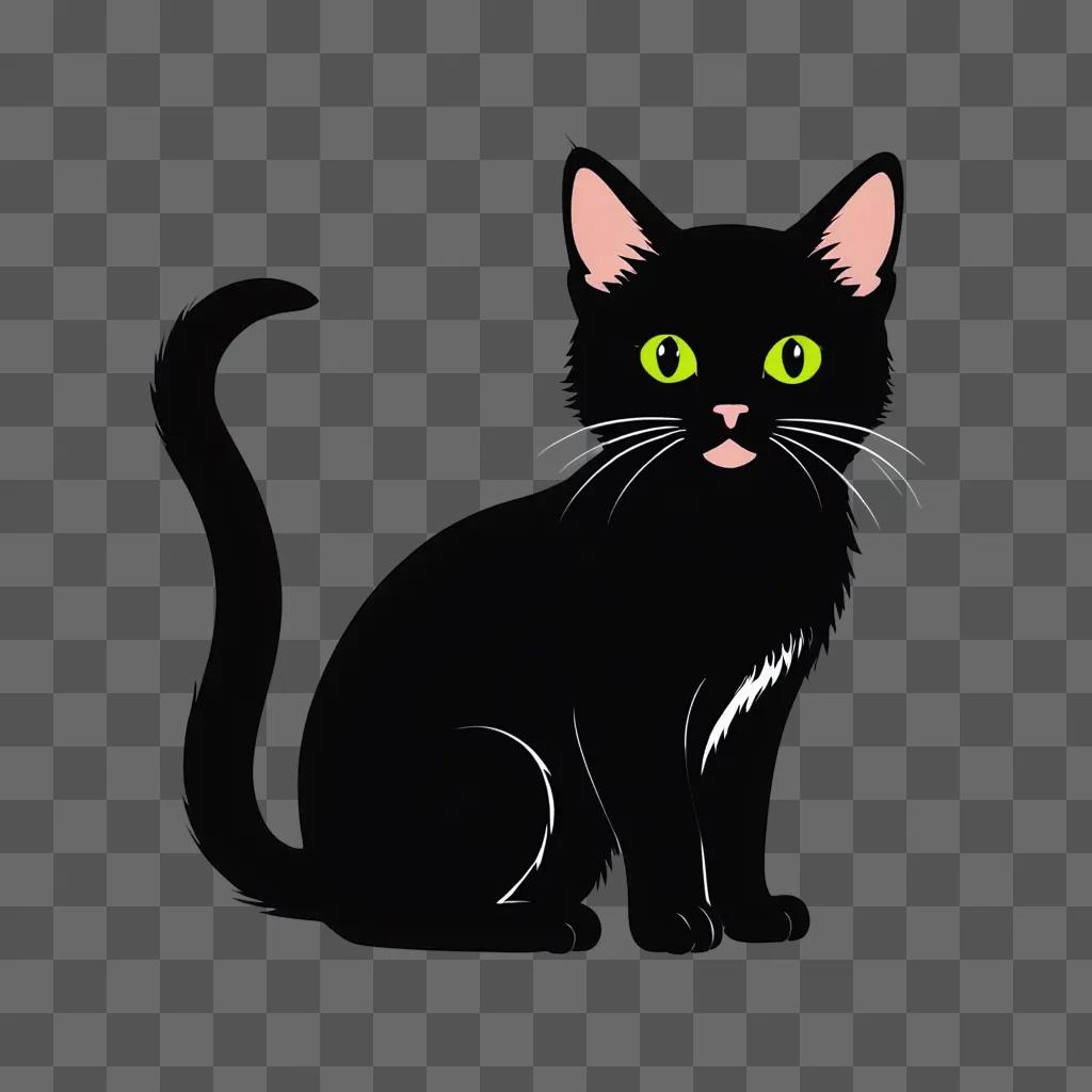 Side view of a cute black cat drawing