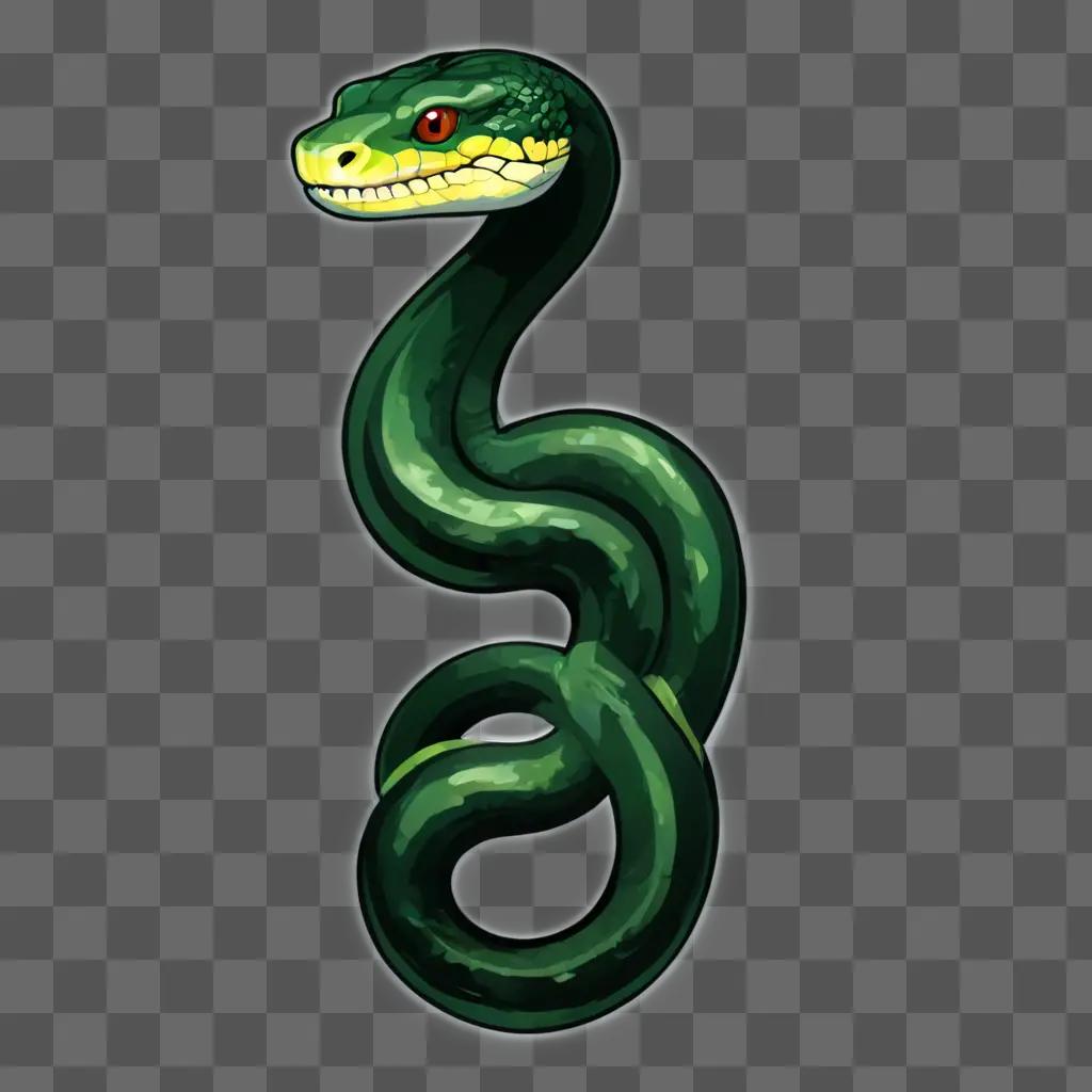 Side view of a green snake drawing