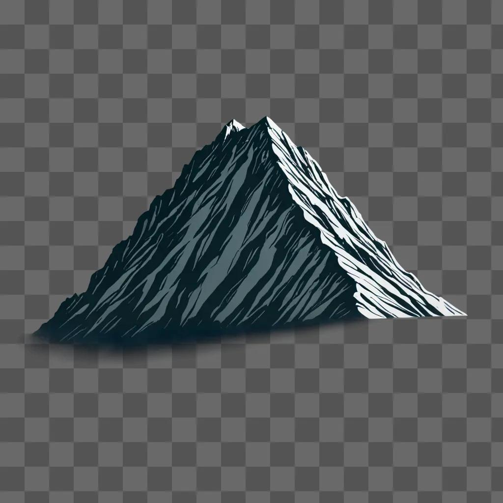 Side view of a mountain drawn in black and white