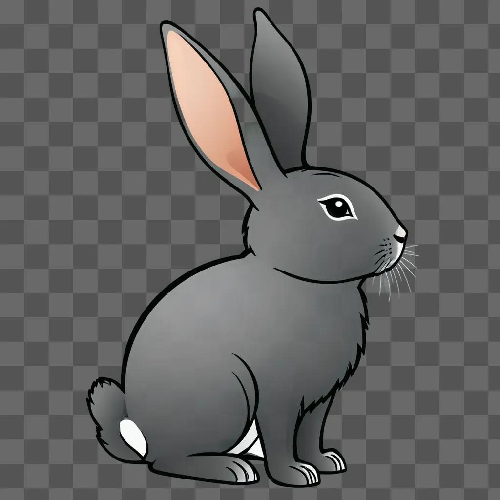 Side view of a rabbit drawing on a gray background