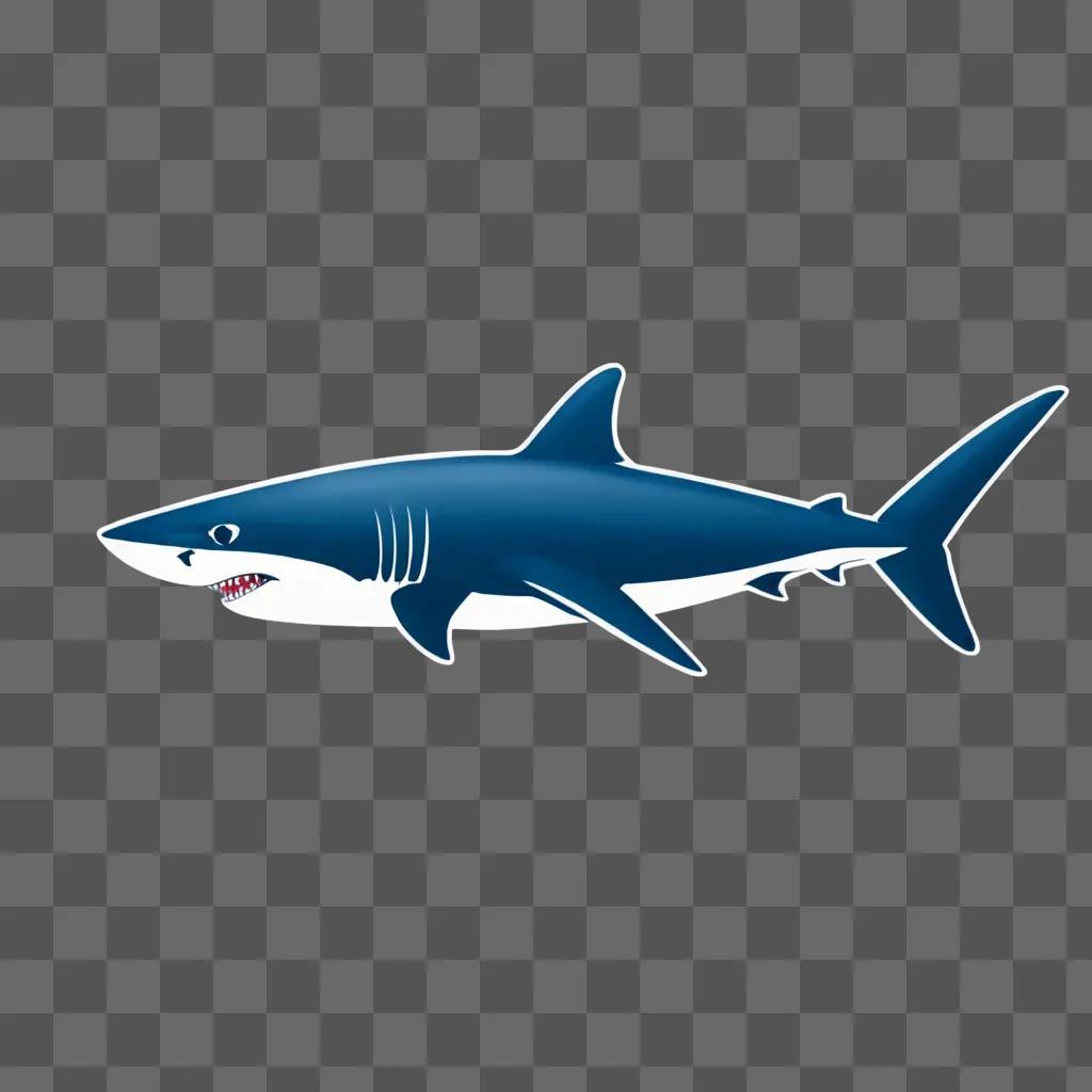 Side view of a shark drawing in a light blue background