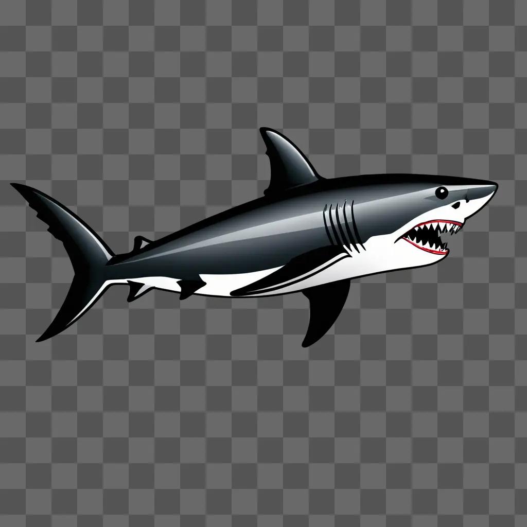 Side view of a shark drawing on a gray background