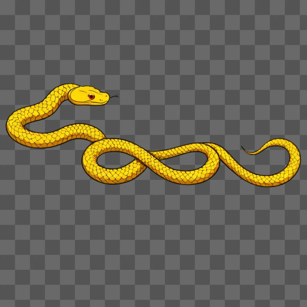 Side view of a snake drawing on a yellow background