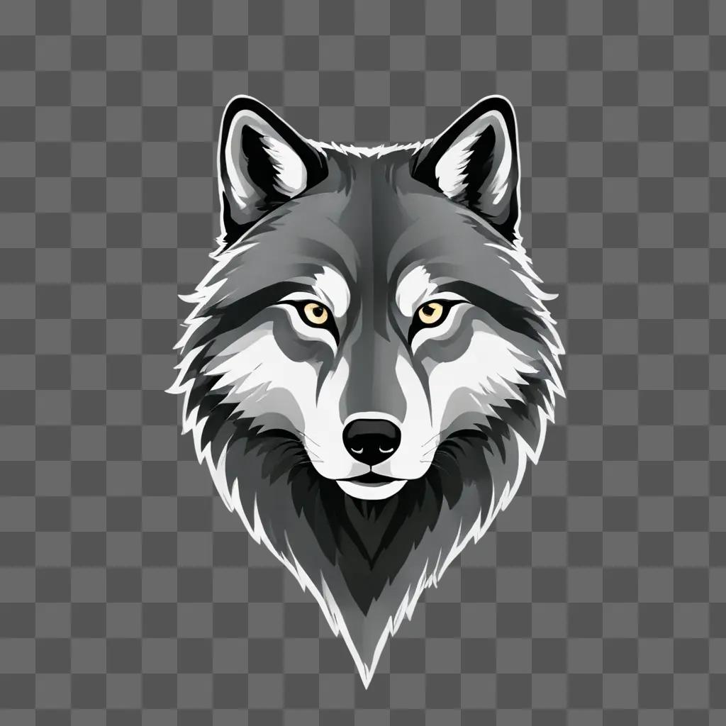 Side view of a wolf drawing on a grey background