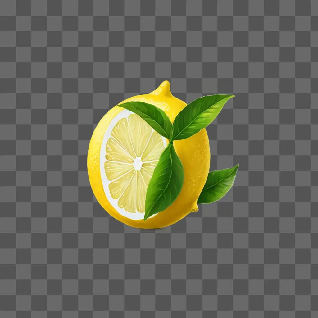 緑の葉を持つ黄色いレモンの側面図