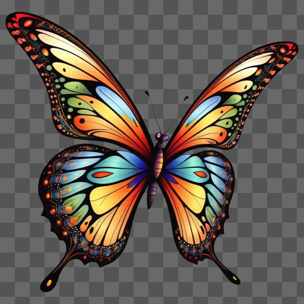 Side view of colorful butterfly drawing