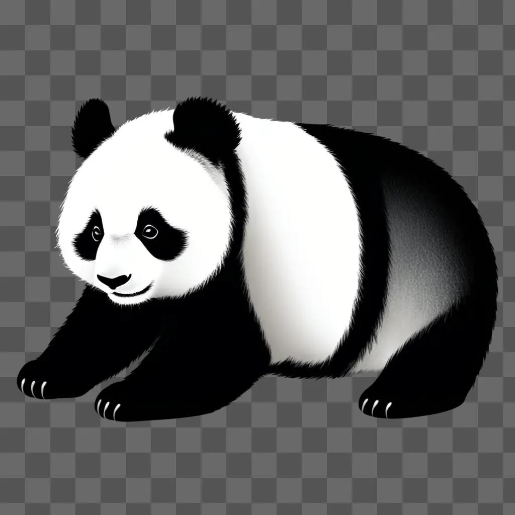 Side view of panda drawing on a black background