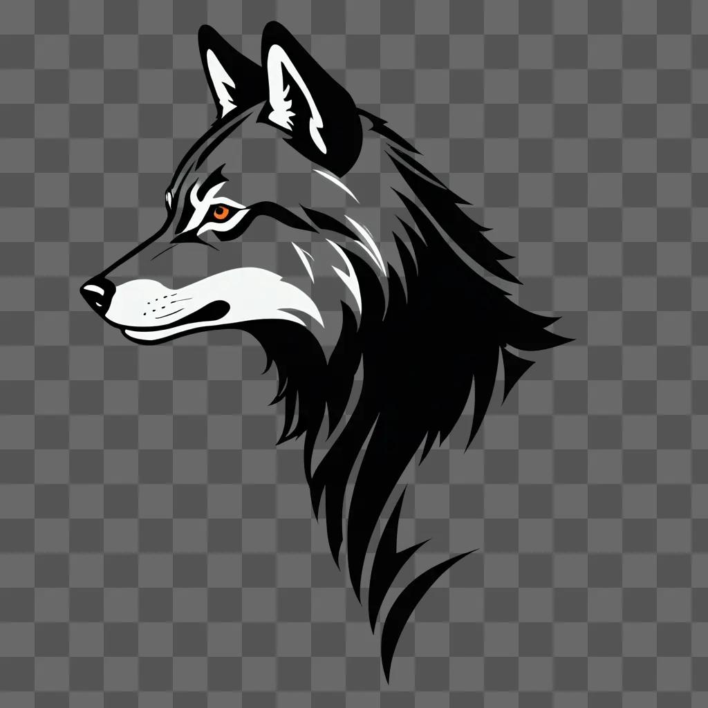暗い背景に描かれたオオカミの側面図