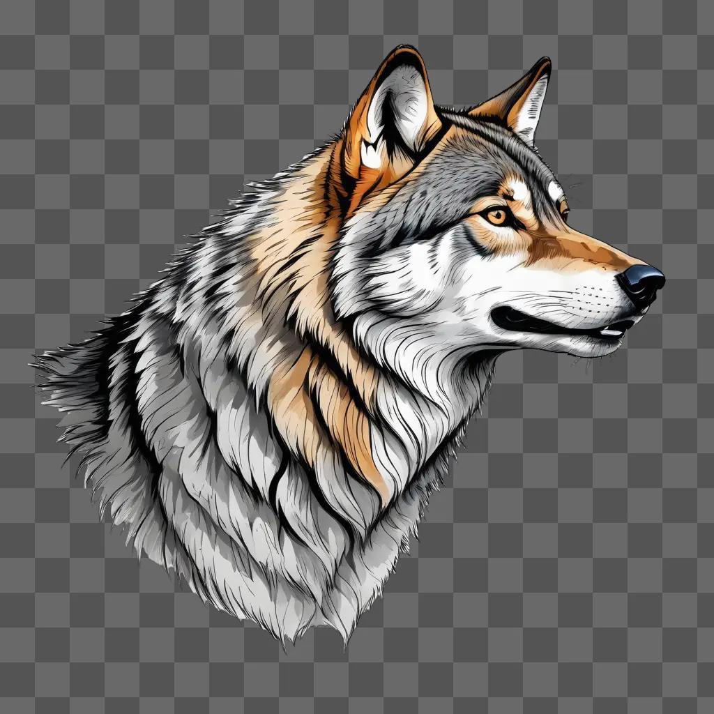 Side view of wolf drawing with shadow