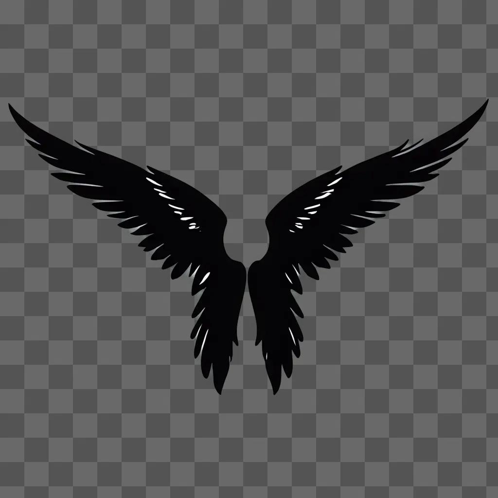 Silhouette of angel wings against a black background