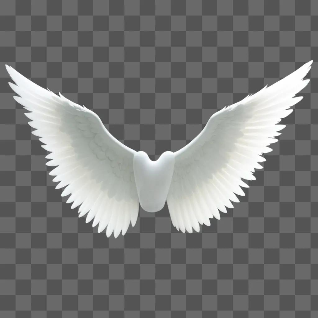 Silhouette of angel wings against a white background