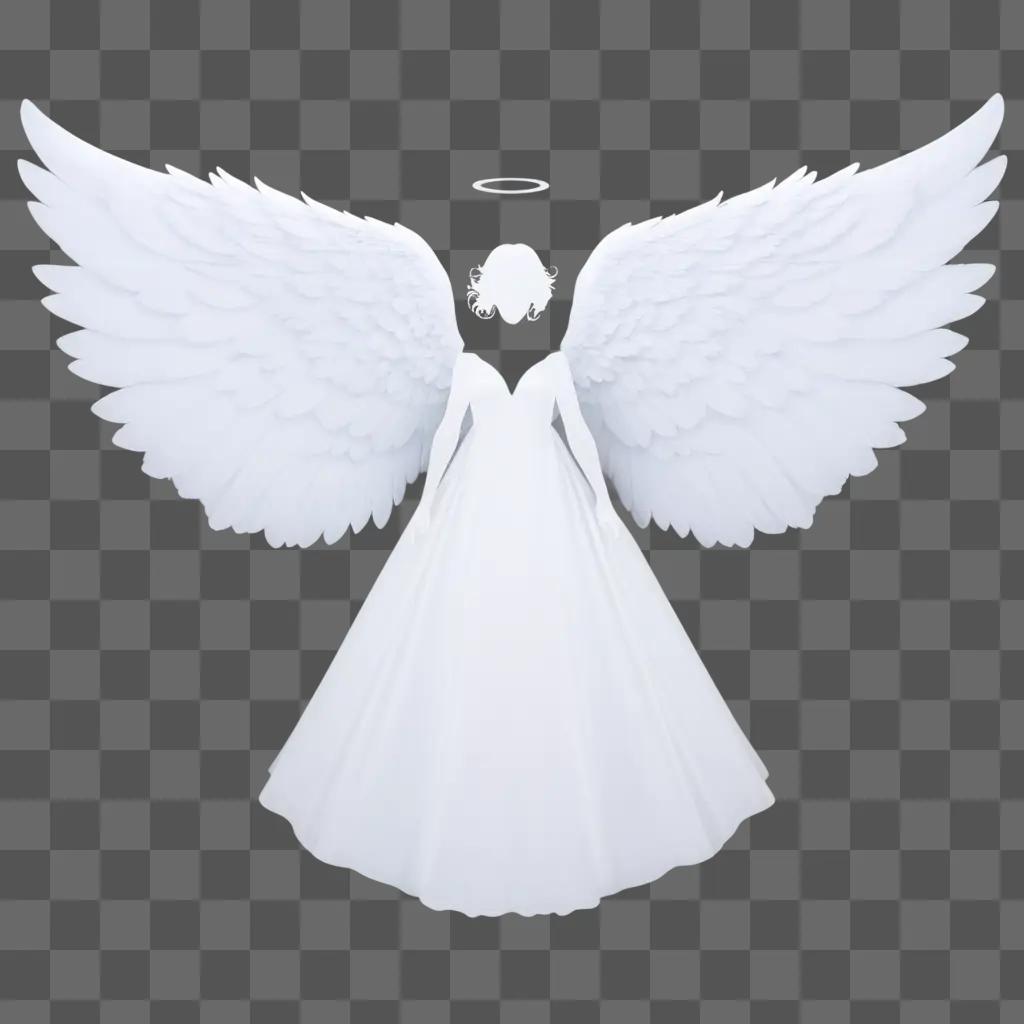 Silhouette of angel wings against a white background